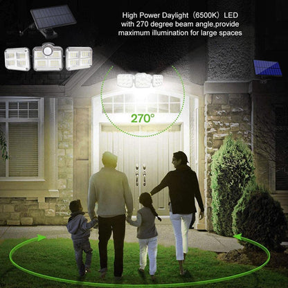 Solar Sensor Light 122 LED 3Head Outdoor Spotlight with 3 Modes