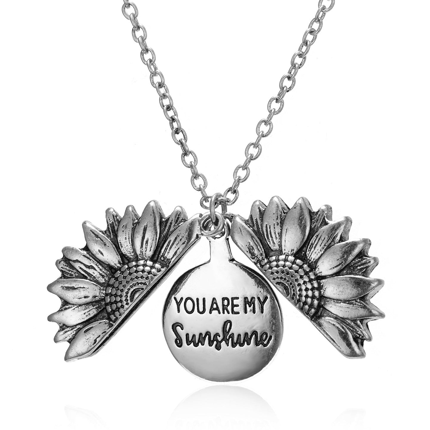 You Are My Sunshine Open Sunflower Necklace in 14K Gold Plating