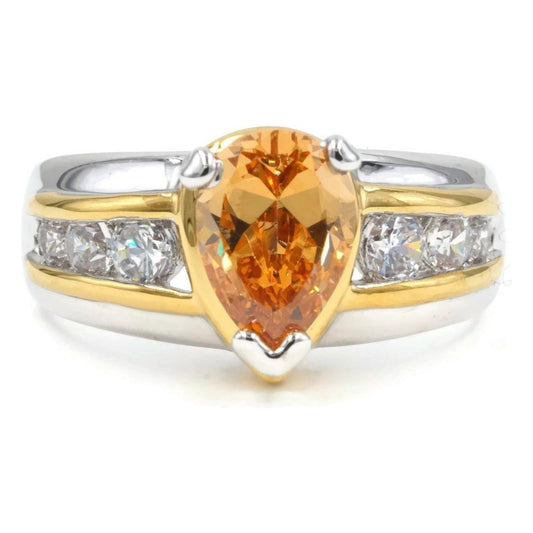 Pear Shape Champagne Stone Statement Ring