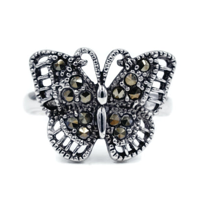Delicate Butterfly Marcasite Silver Ring