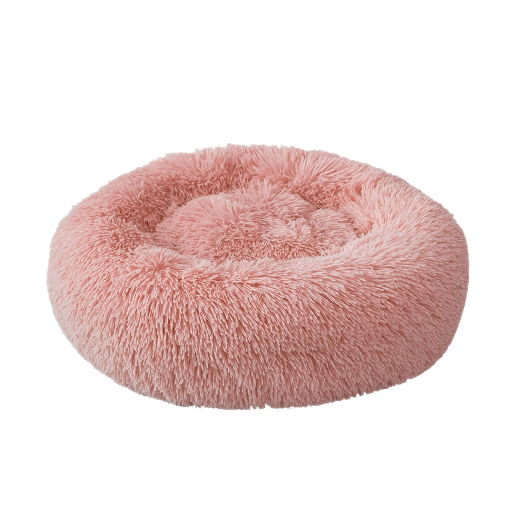 Soft Long Plush Cat Bed House Round Pet Cat Cave